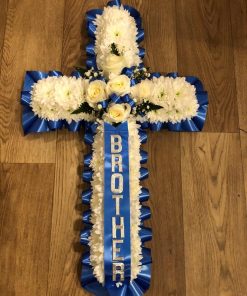 Alternative view of White Cross with Coloured Corsage