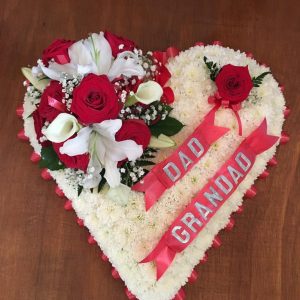 White Heart with Coloured Corsage