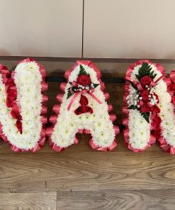 Alternative view of White Letters with Coloured Corsage